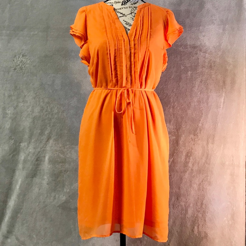 Charming Charlie Chiffon Tangerine Orange Dress M